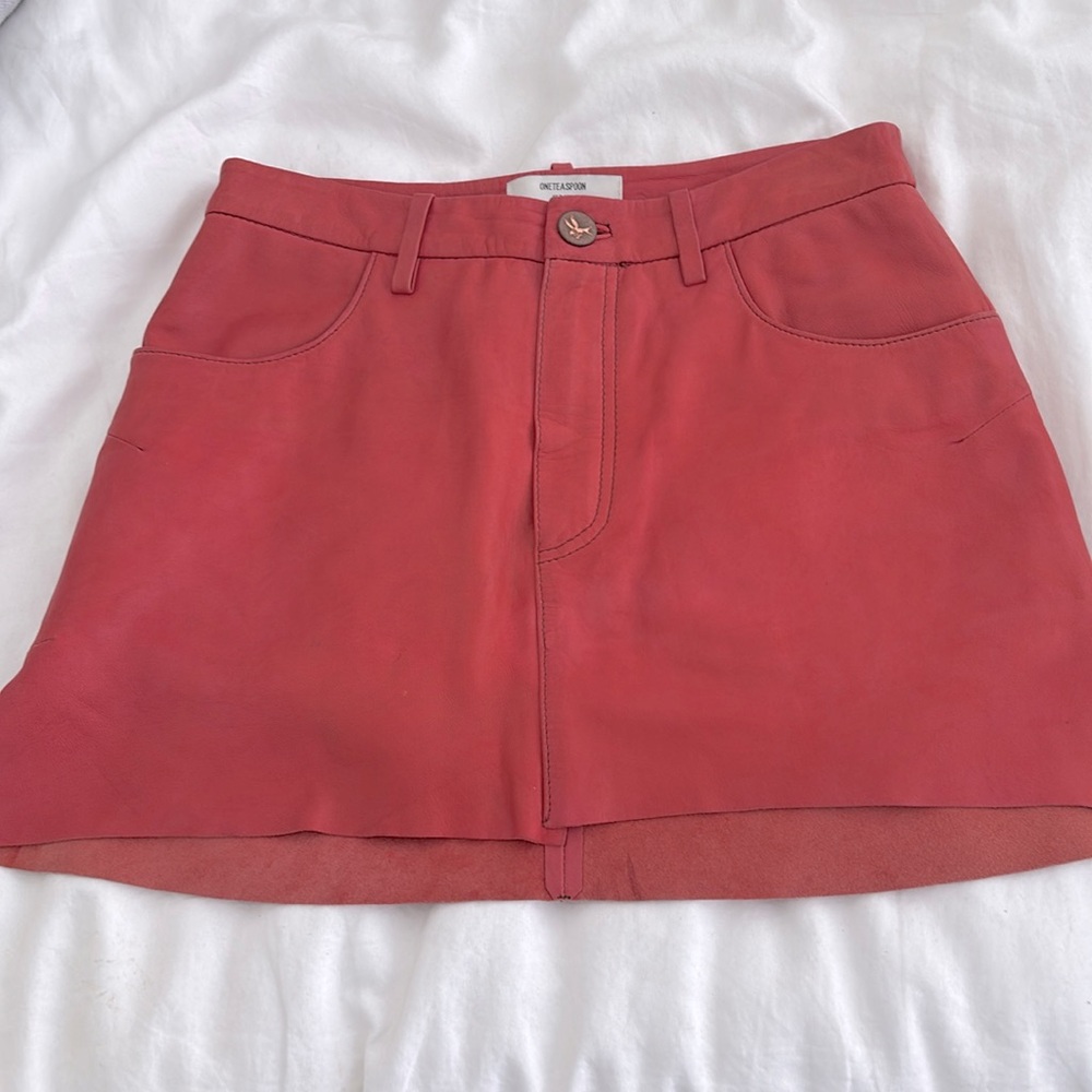 One teaspoon red leather skirt size small